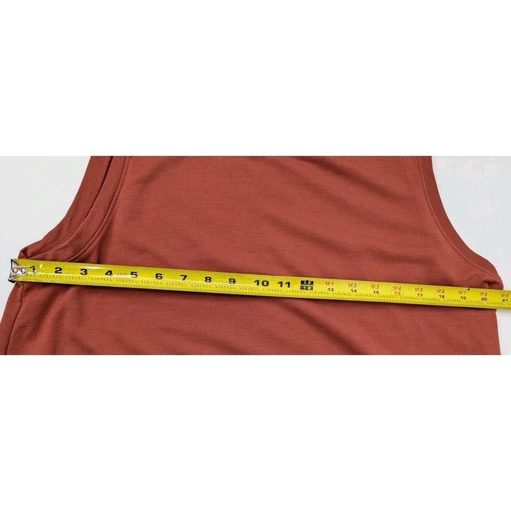 Wool& Sierra Tank Swing Shift Dress Size XL Rust Merino Wool Stretch Luxury - Picture 4 of 6